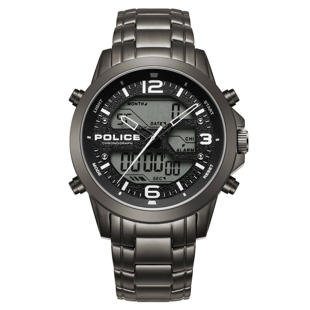 GNTS GUN PVD RND ANALOGUE - DIGITAL DUO DIAL GUN BRACELET WATCH