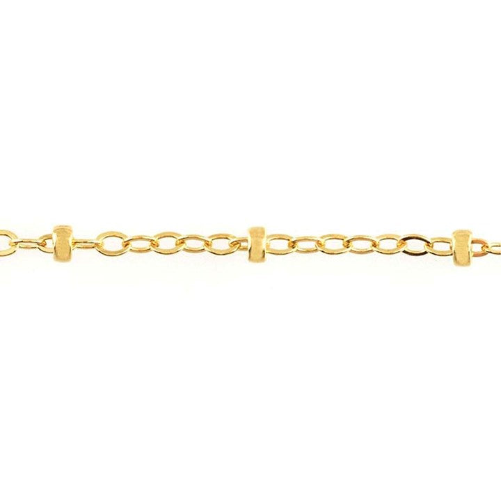 14CT ROLLED GOLD 1.5MM FLAT OVAL CABLE CH. WITH 2MM BEADS