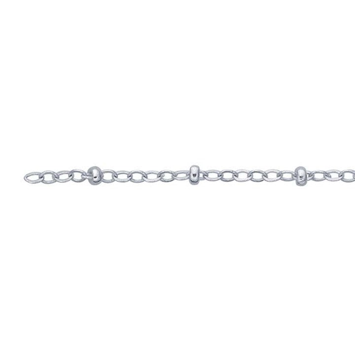 SILVER 1.5MM CABLE LINK WITH 2MM BEADS BRACELET - PERMA JEWEL