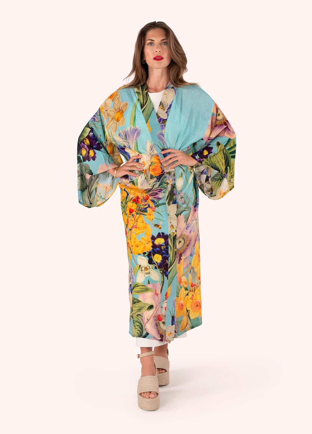 Powder Spring Flora Modal/Cupro Long Kimono Gown