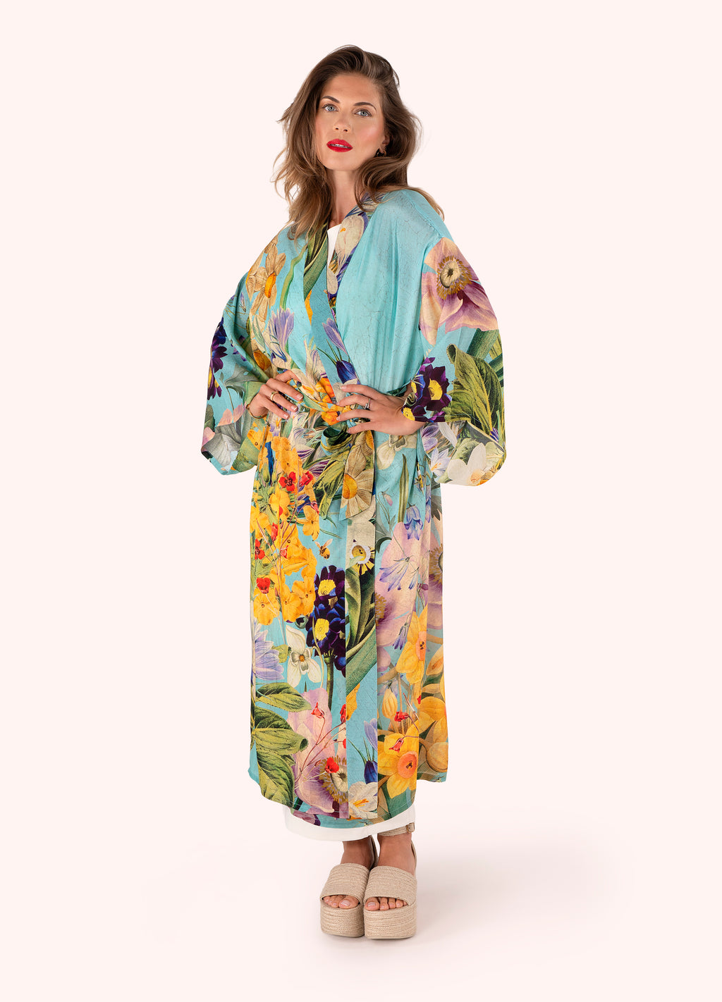 Powder Spring Flora Modal/Cupro Long Kimono Gown