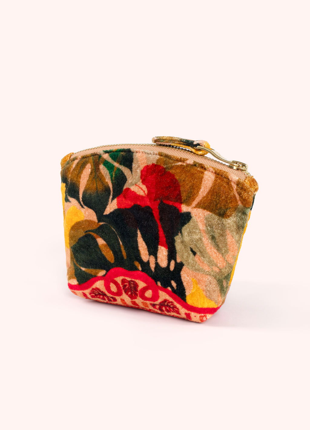 PRINTED VELVET EXOTIC LEAVES MINI POUCH by POWDER
