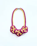 BURGUNDY & CANARY YELLOW POPPY COTTON NECKLET WITH MAGNET CLASP