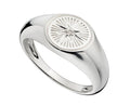 GENTS SILV OVAL STAR SET DIA SIGNET RING