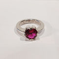 SILVER 5.6G ROUND DEEP PINK CZ SOLITAIRE RING L | PRE OWNED