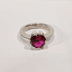 SILVER 5.6G ROUND DEEP PINK CZ SOLITAIRE RING L | PRE OWNED