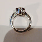 SILVER 5.6G ROUND DEEP PINK CZ SOLITAIRE RING L | PRE OWNED