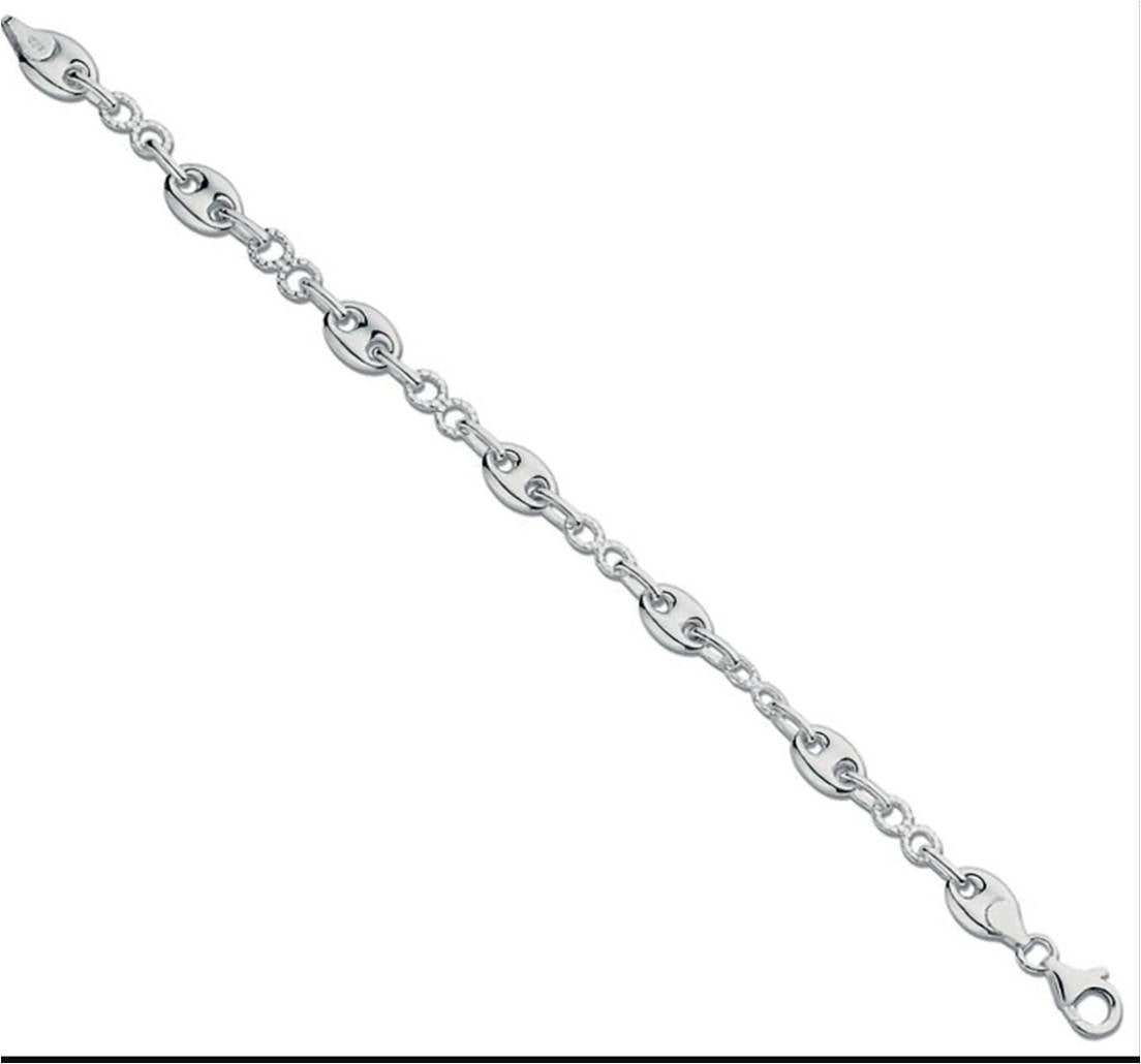 LDS SILV 7.5" FANCY PEANUT BRACELET