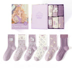 Gift Box 6 Pairs of Socks in Lilac