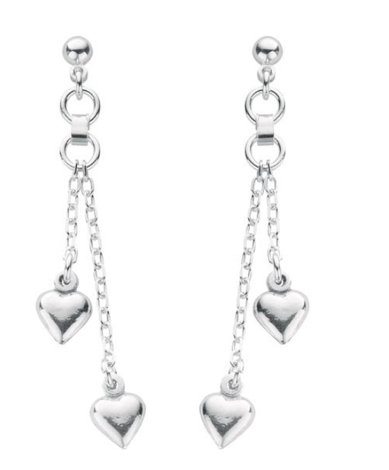 CORE | SILVER DBLE HEART CHAIN DROP EARRING