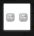 SILVER CZ SQ HALO SURROUND STUD EARRING