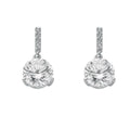 SILVER RND CZ BAR LINK DROP EARRINGS