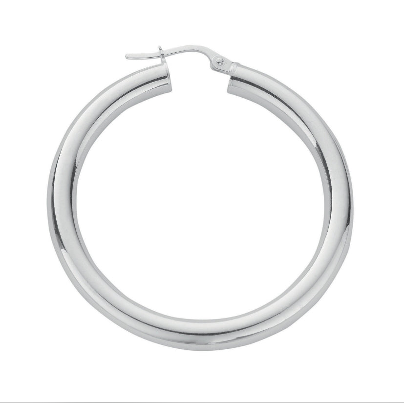 CORE | SILVER RND MED FAT POLISHED HOOP EARRING
