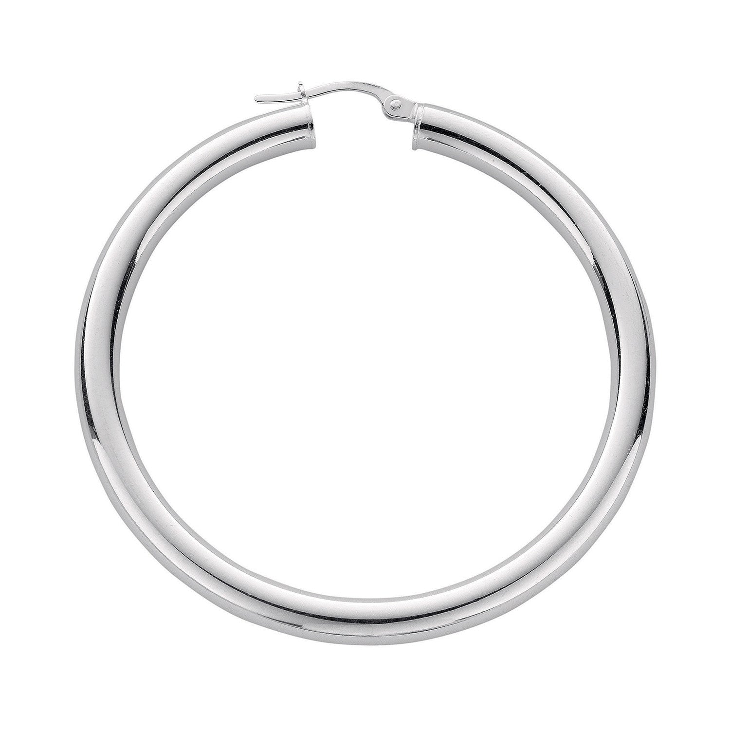 SILVER MEDIUM POLISH PLAIN HOOP EARRINGS
