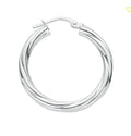 SILVER MED POLISH TWIST HOOP EARRING