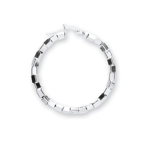 CORE | SILVER RND FACET CUBE CREOLE EARRING