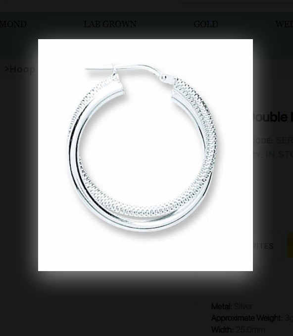 SILVER RND DOUBLE HOOP EARRING