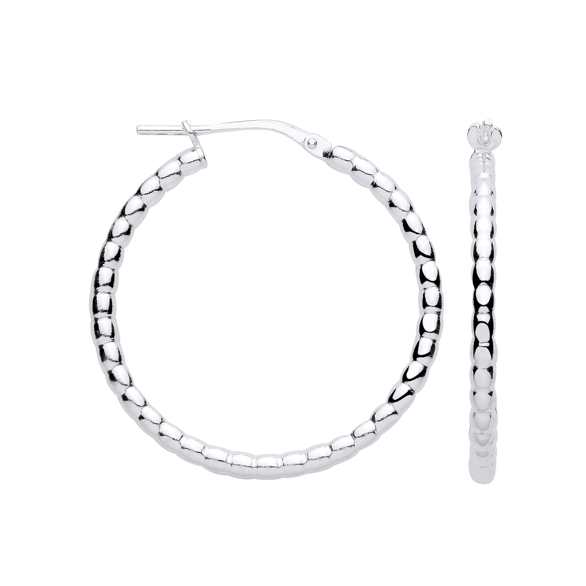 CORE | SILVER RND BEADED HOOP EARRINGS