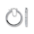 Silver CZ Set Round Hoop Style Earrings
