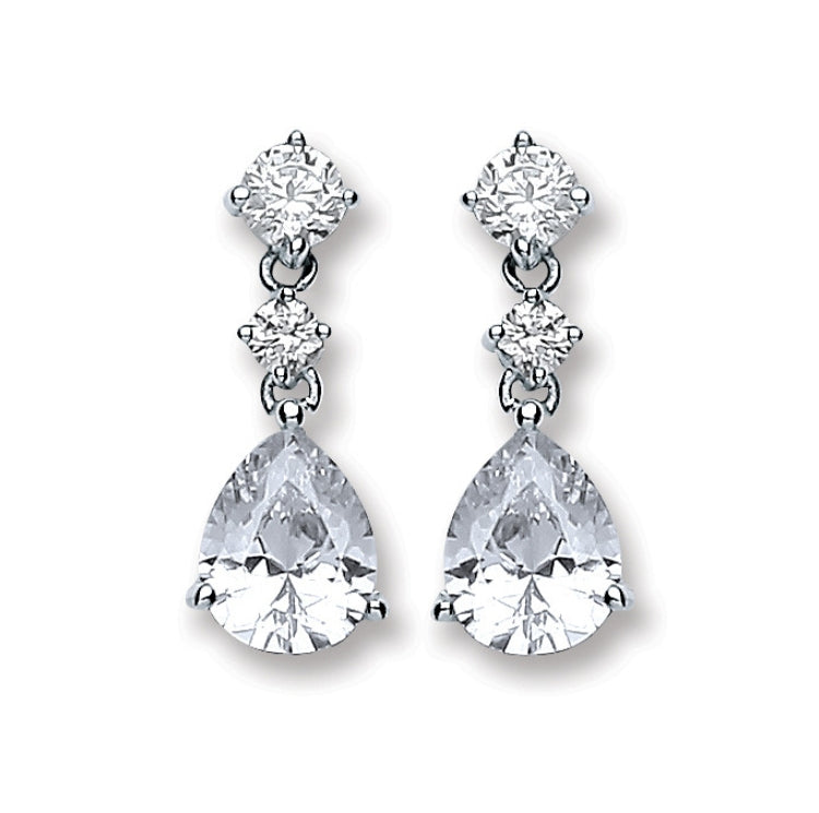 CORE | SILVER TEAR CZ & 2 RND GRAD DROP EARRINGS