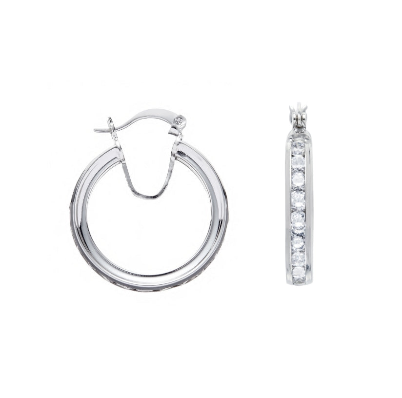 CORE | SILV CZ CHANNEL SET HOOP ER