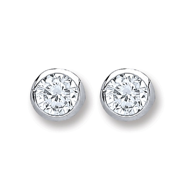 SILV CZ CLR RND RUB SET 4MM STUD ER