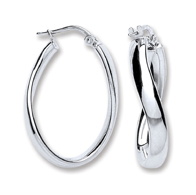 CORE | SILVER OVAL WAVEY HOOP EARRINGS