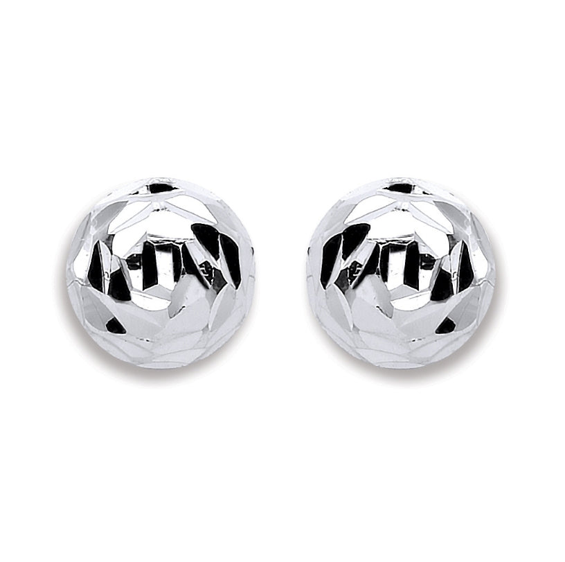 SILVER 8MM DC BALL STUD EARRINGS