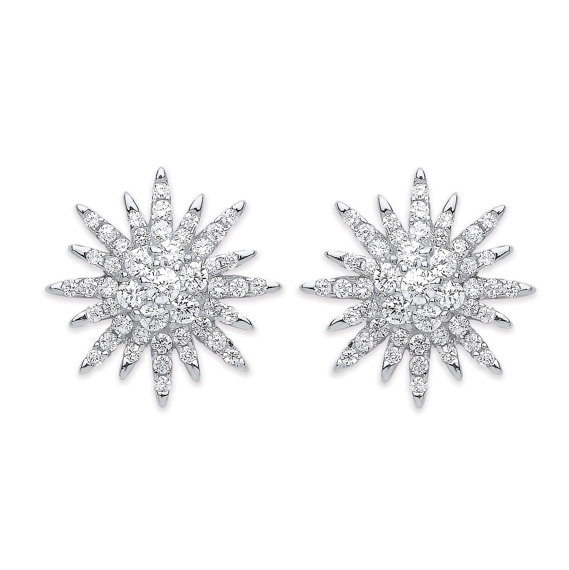CORE SILVER STARBURST CZ STAR STUD EARRINGS