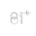 SILV INTERLOCKING CZ CIRCLES STUD EARRINGS