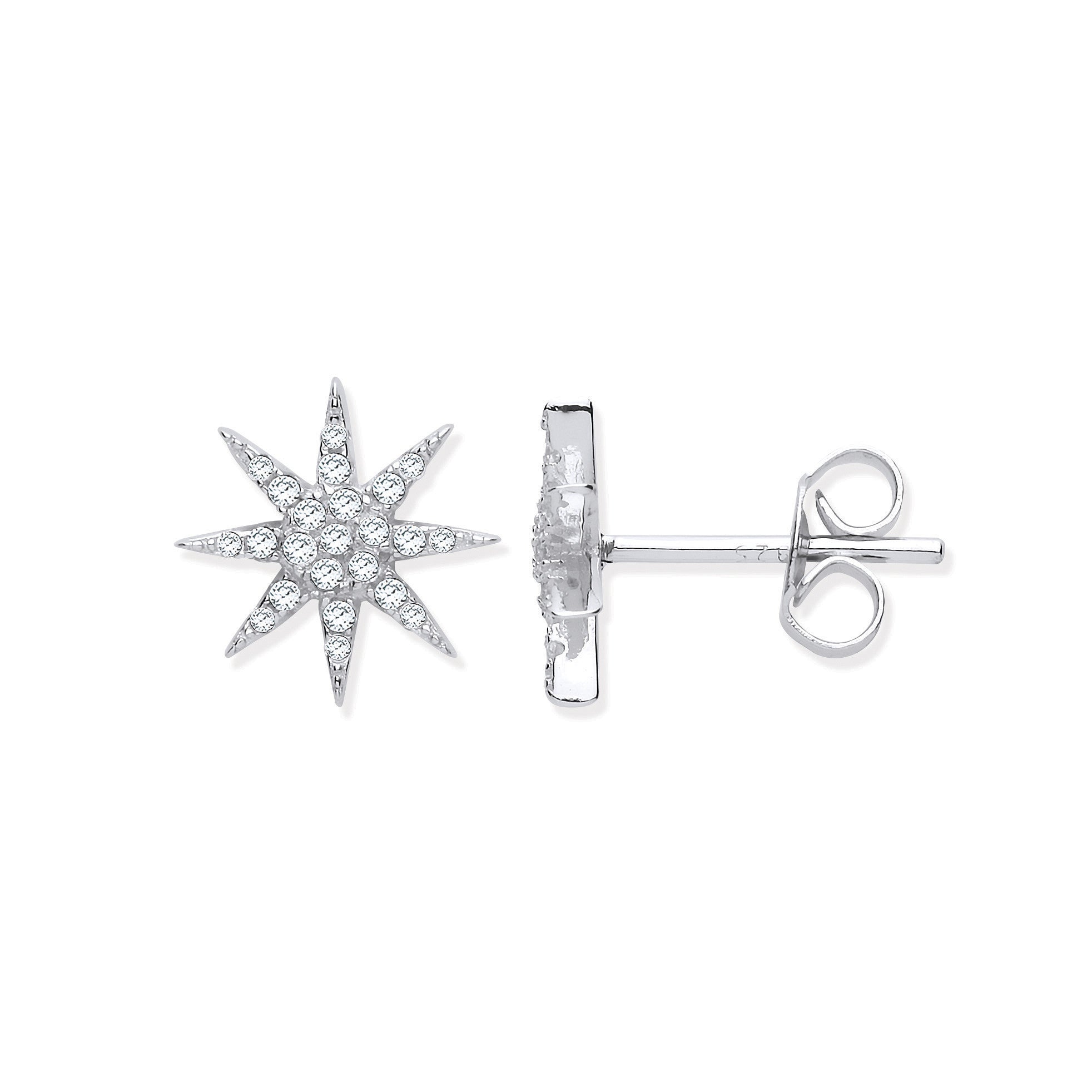 CORE | SILVER STARBURST CZ 8 PONIT STAR STUD EARRINGS