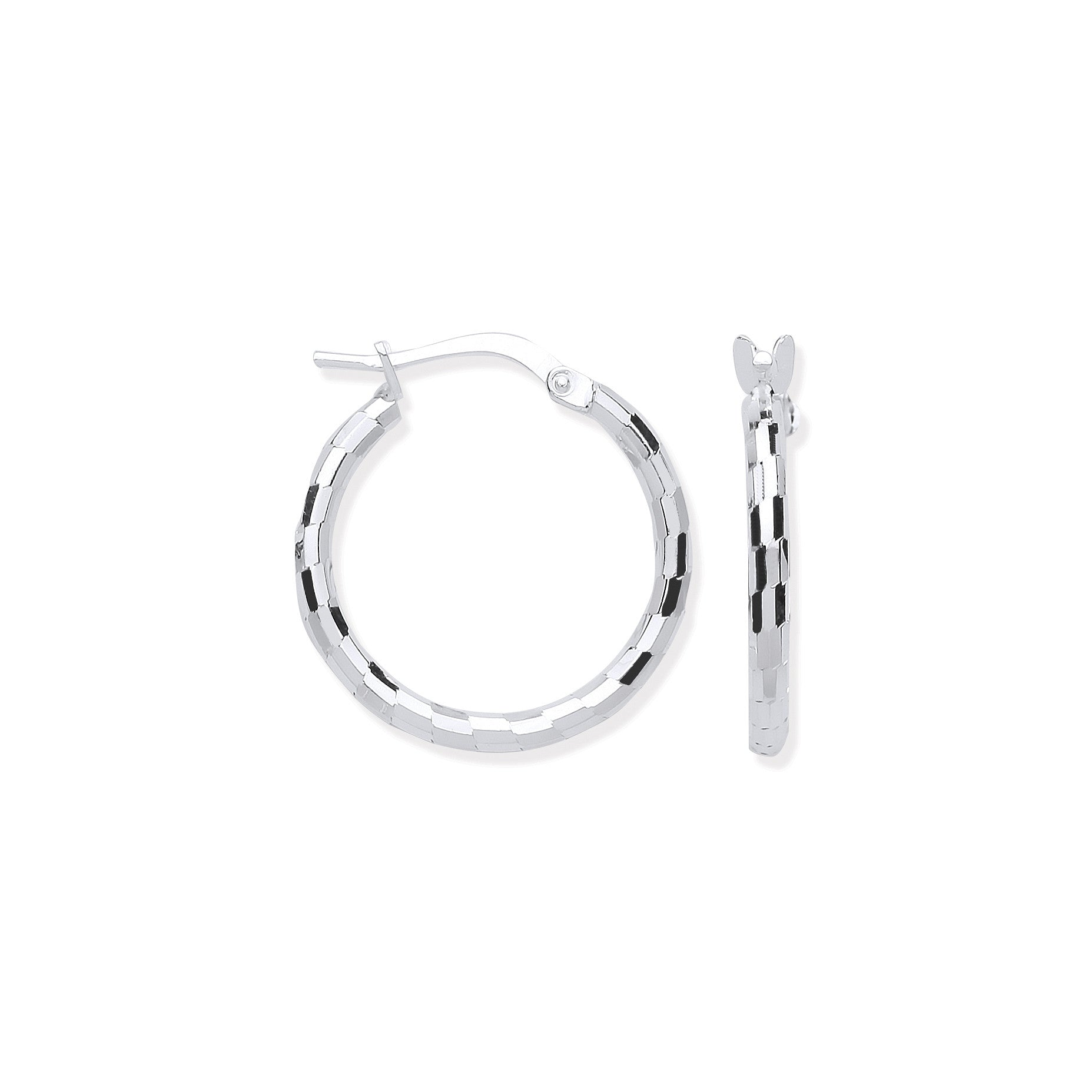CORE | SILVER CHECKERBOARD 15MM HOOP EARRINGS