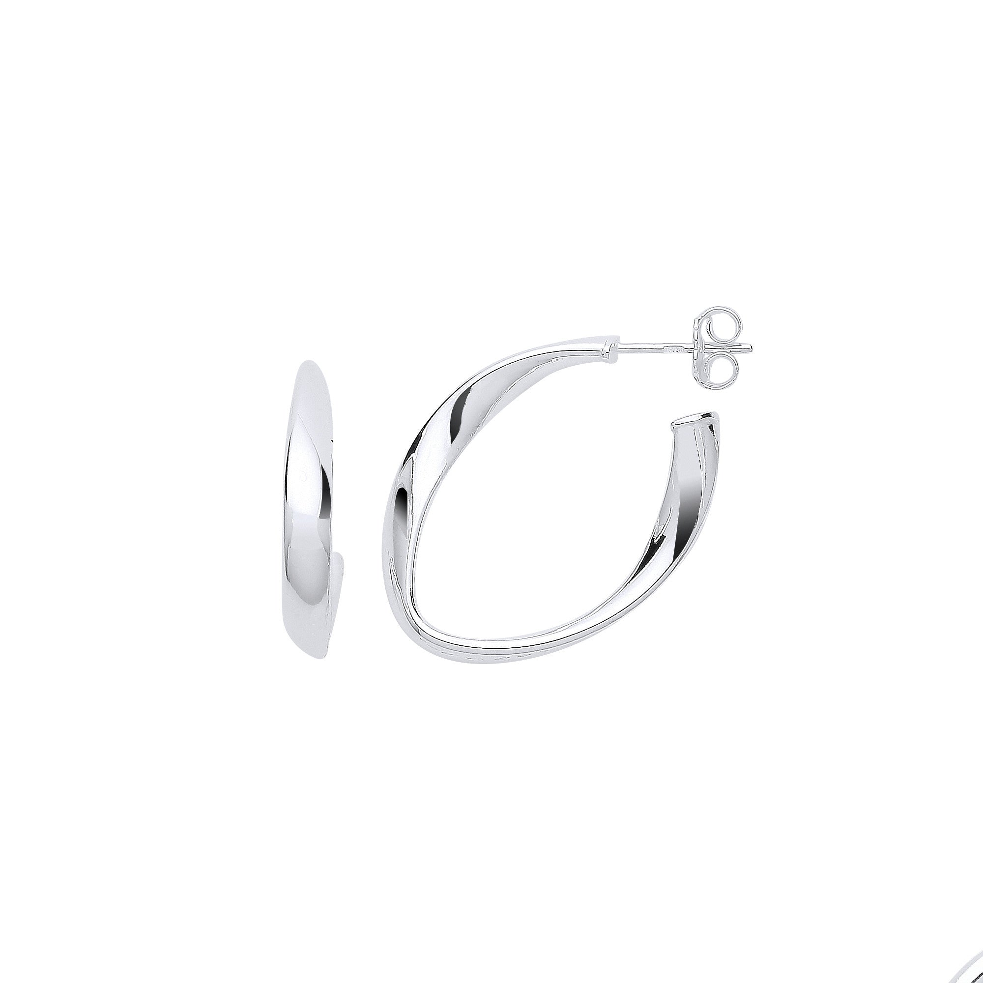 CORE | SILVER OVAL TWISTED HOOP EARRINGS