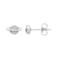 SILVER CZ PLANET HALO STUD EARRINGS