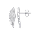 SILVER CZ ANGEL WING STUD EARRINGS