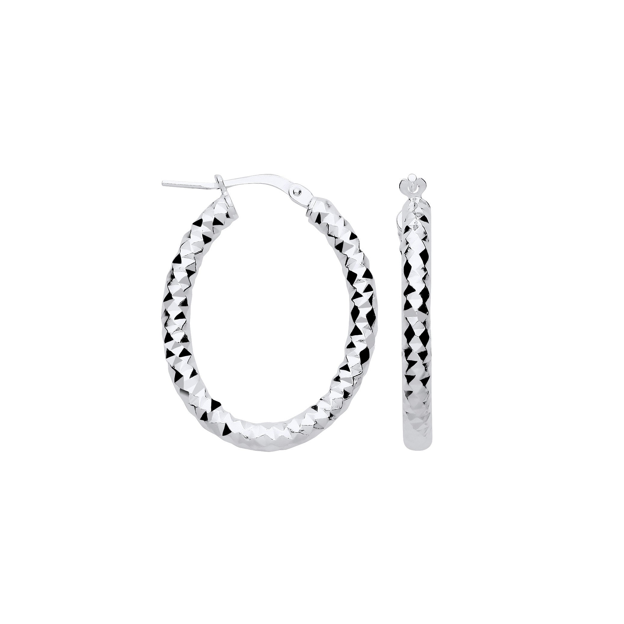 SILVER OVAL DC HOOP EARRINGS