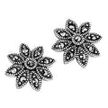 SILVER MARCASITE FLOWER STUD EARRING