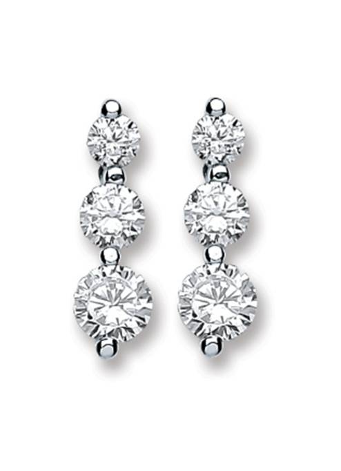 CORE | SILV CZ RND TRIPLE GRAD DROP EARRING