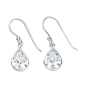 CORE | SILVER CZ TEARDROP WIRE EARRINGS