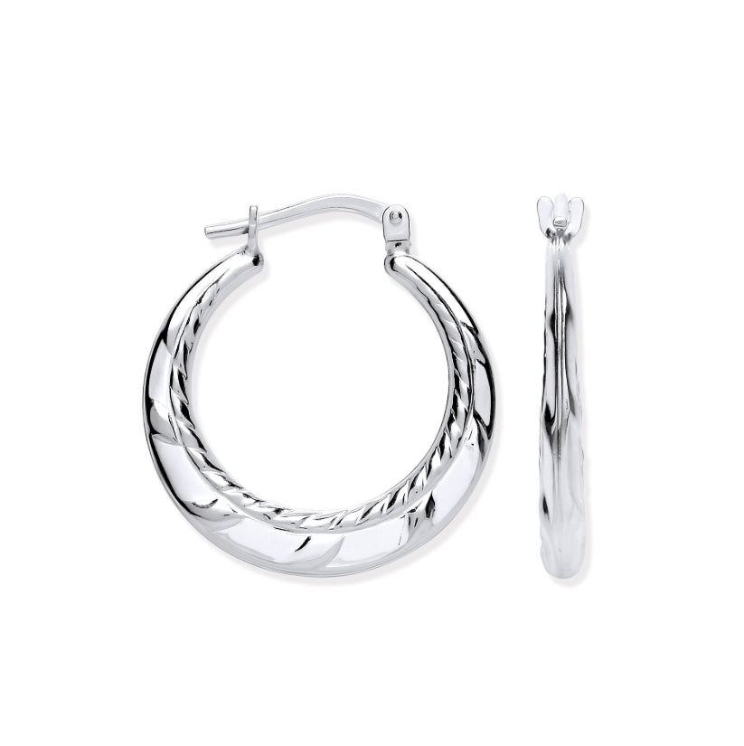 CORE | SILV RND SML ROPE EDGE CREOLE EARRING