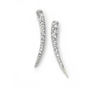 SILVER CZ SET CURVE BAR STUD EARRING
