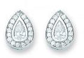 SILVER CZ PEAR SHPE CLUSTER STUD EARRING