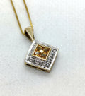 9YG 1.7G DIA & SQ CITRINE PENDANT & CHAIN | PRE OWNED