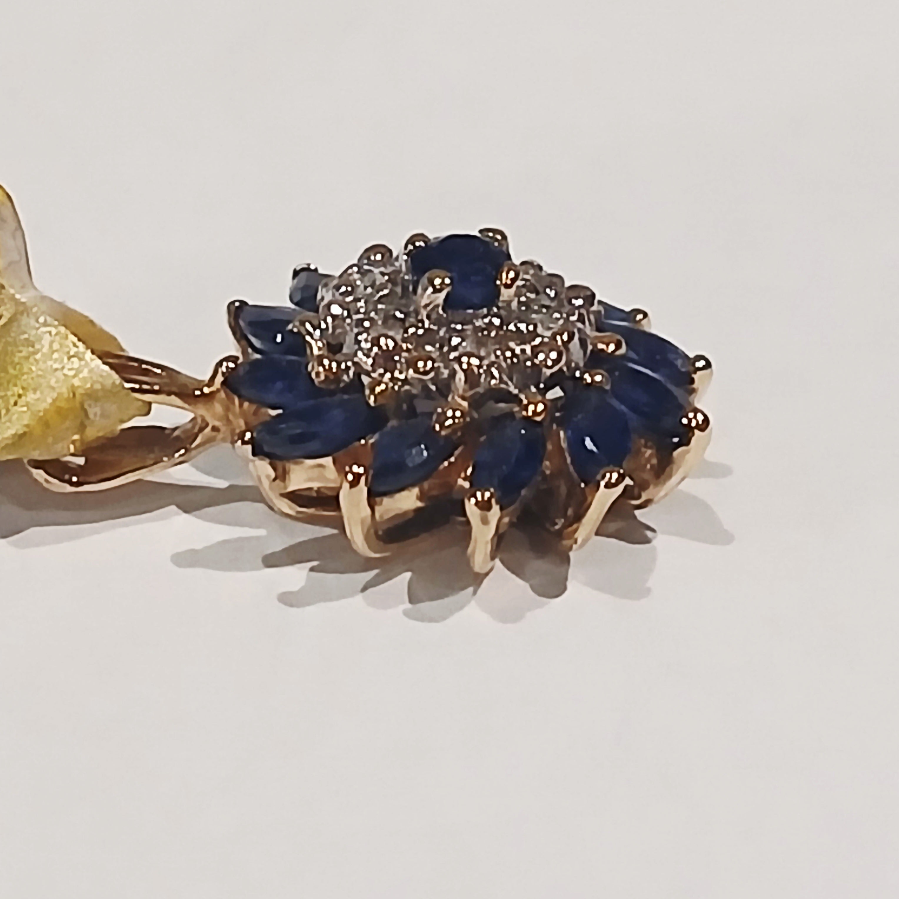 9CT YELLOW GOLD 1.7G RND SAPPH & DIA PEND | PRE OWNED