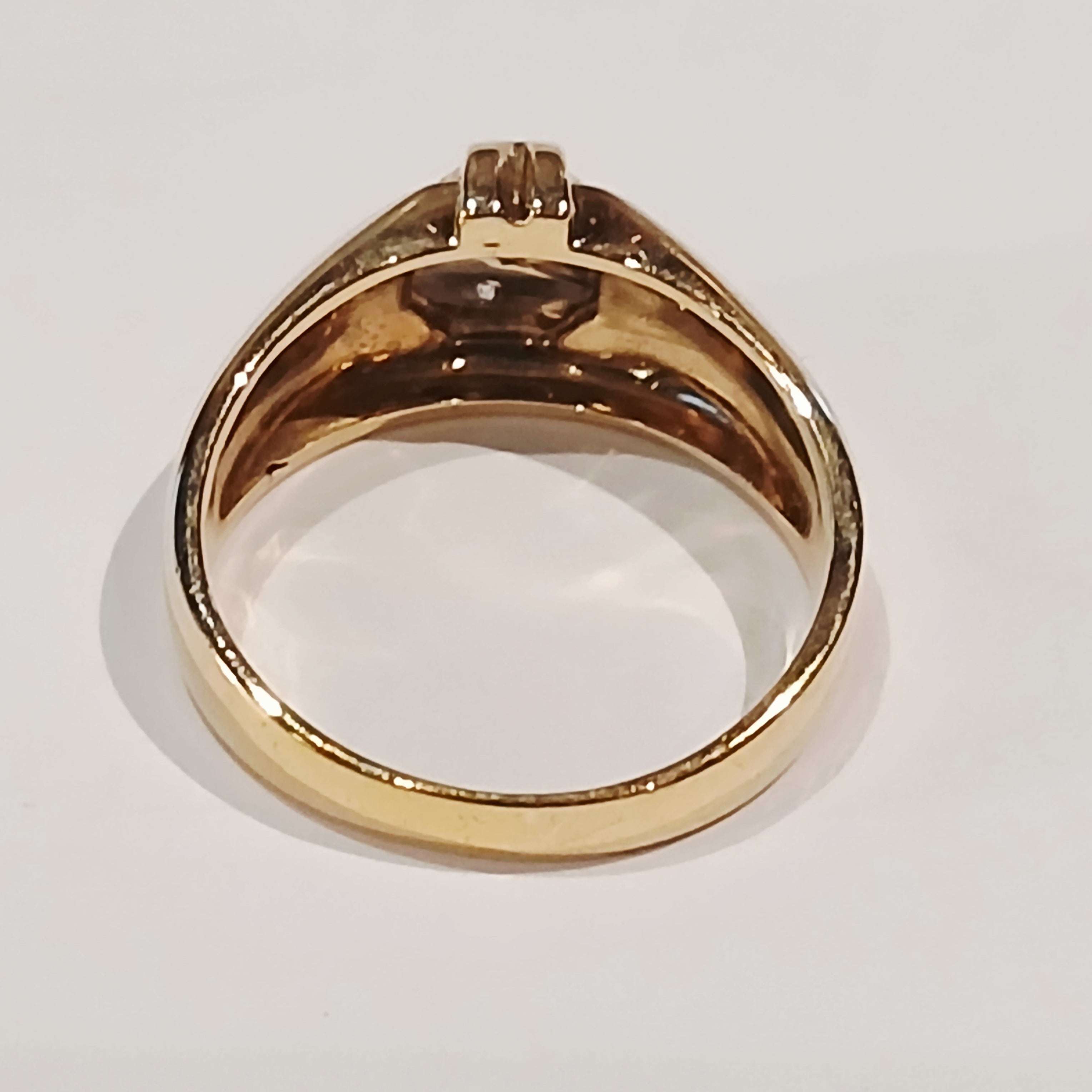 18YG&WG 7.3G DIA R/S GENTS SIGNET RING T | PRE OWNED