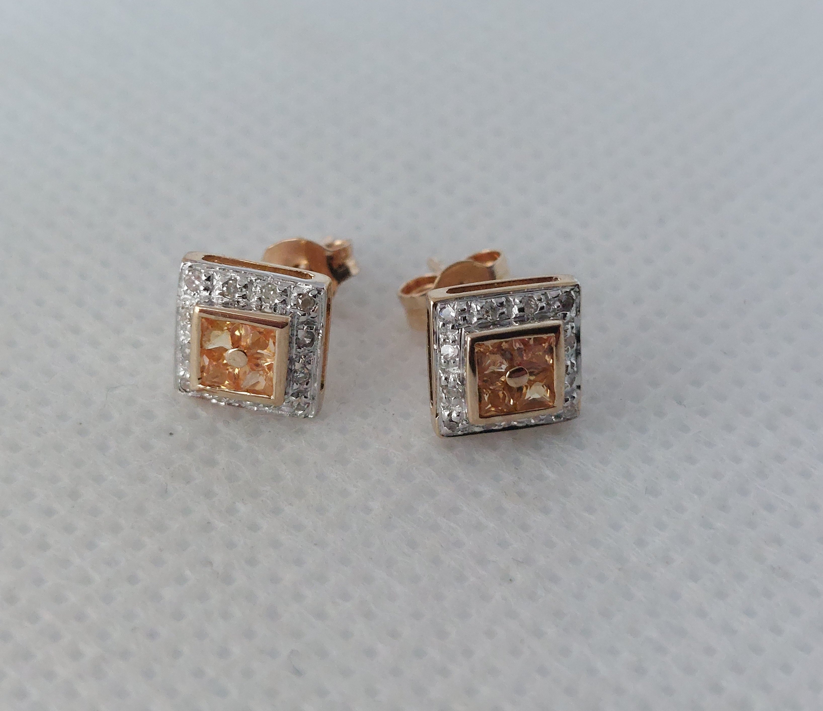 9YG 1.4G DIA & SQ CITRINE STUD ERS | PRE OWNED