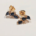 9YG 1.1G 3 X MARQUIS SAPPHIRE & DIA STUD EARRING | PRE OWNED