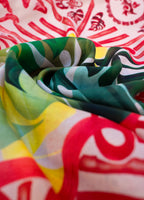 Exotic Leaves Printed Silk Square Scarf