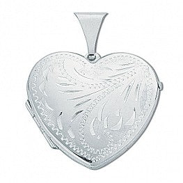 SILV HEART SHAPE FULL ENGRVD LOCKET