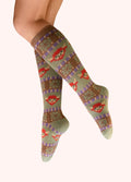 Fair Isle Highland Cow Knee High Socks by POWDER